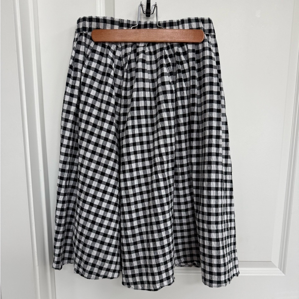 Michael Kors Black and White Gingham A-Line Skirt